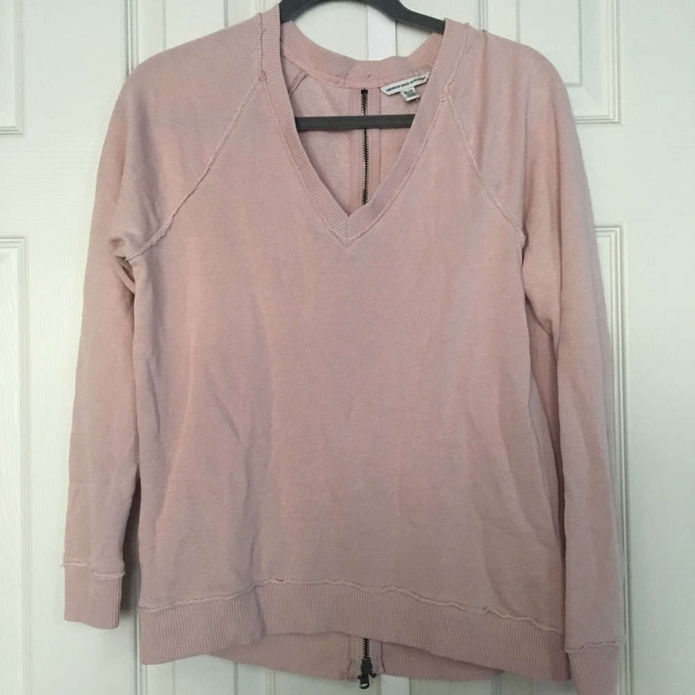 American Eagle Pink Sweater with Zipper Back